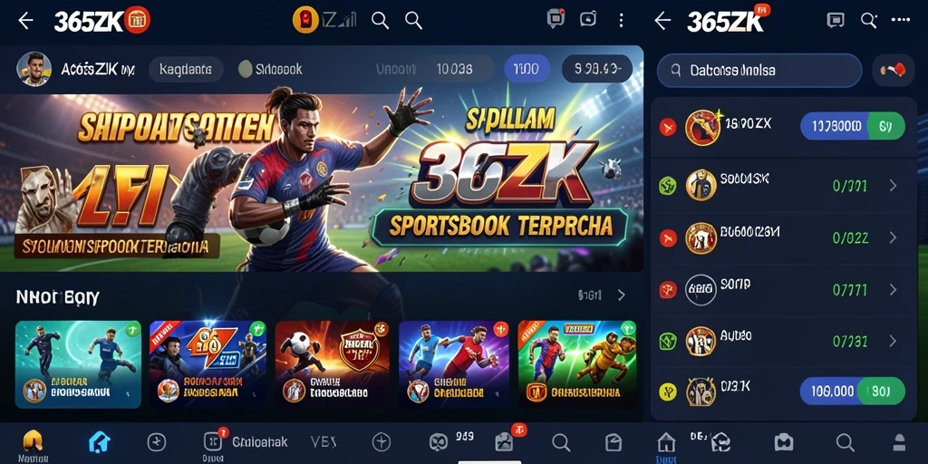 Tampilan gameplay taruhan olahraga di aplikasi 365ZK.