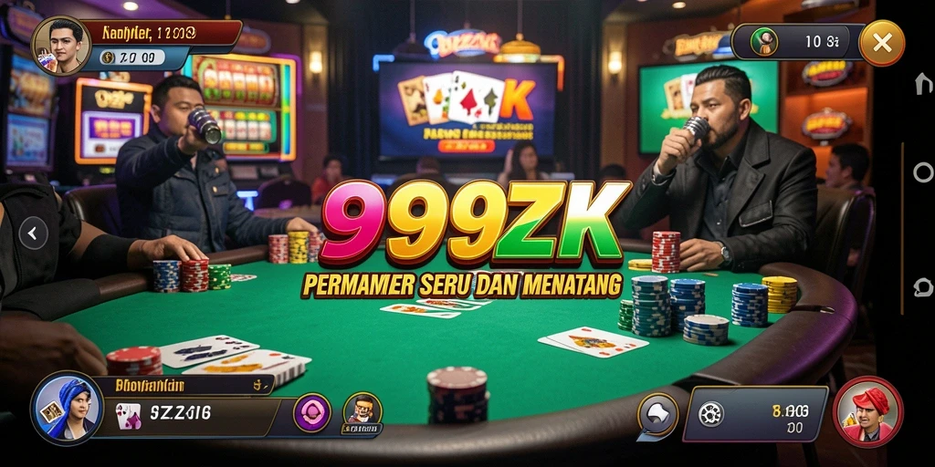 Screenshot gameplay Poker di aplikasi 999ZK yang menampilkan aksi mendebarkan.