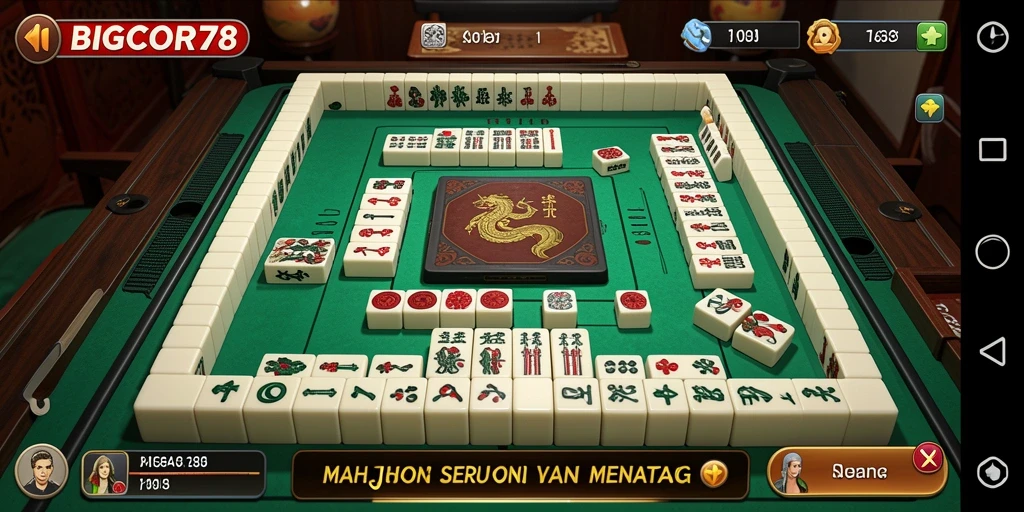 Tampilan gameplay menarik dari BIGCOR78 saat mencocokkan ubin Mahjong.