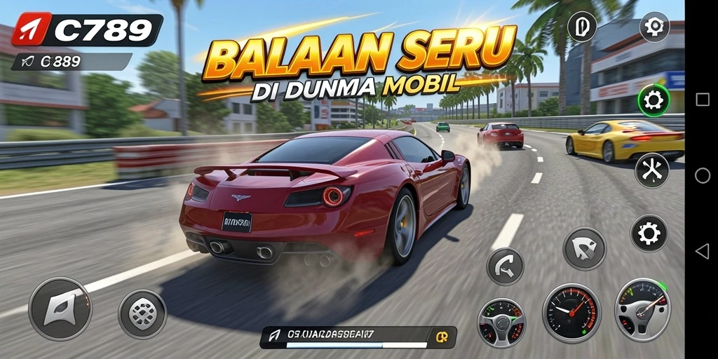 Tampilan screenshot C789 menunjukkan aksi balapan yang mendebarkan.