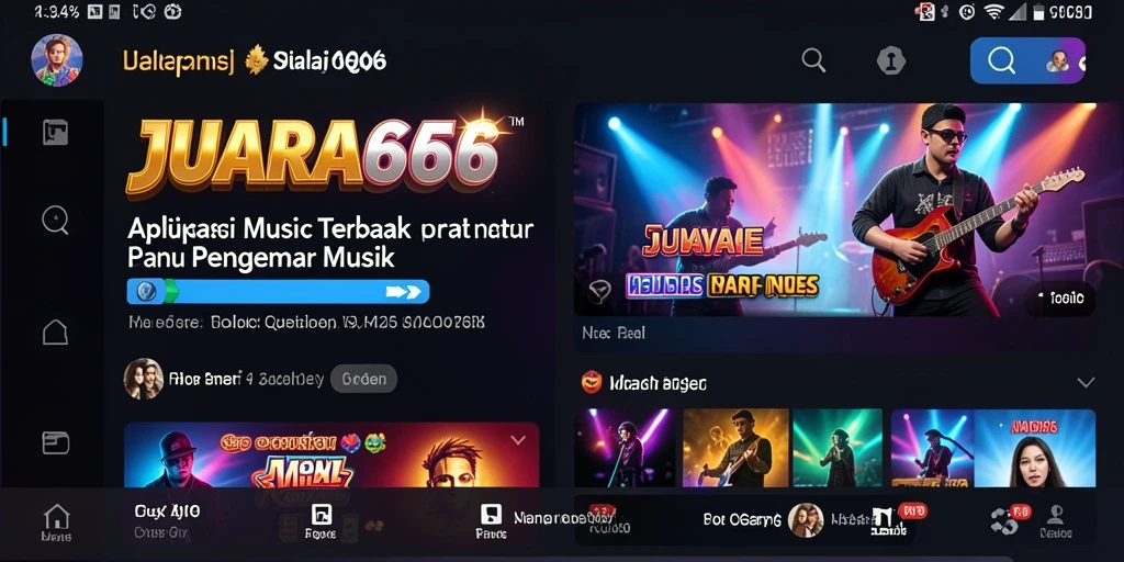 Screenshot JUARA666 menampilkan antarmuka pengguna dengan lagu-lagu populer.