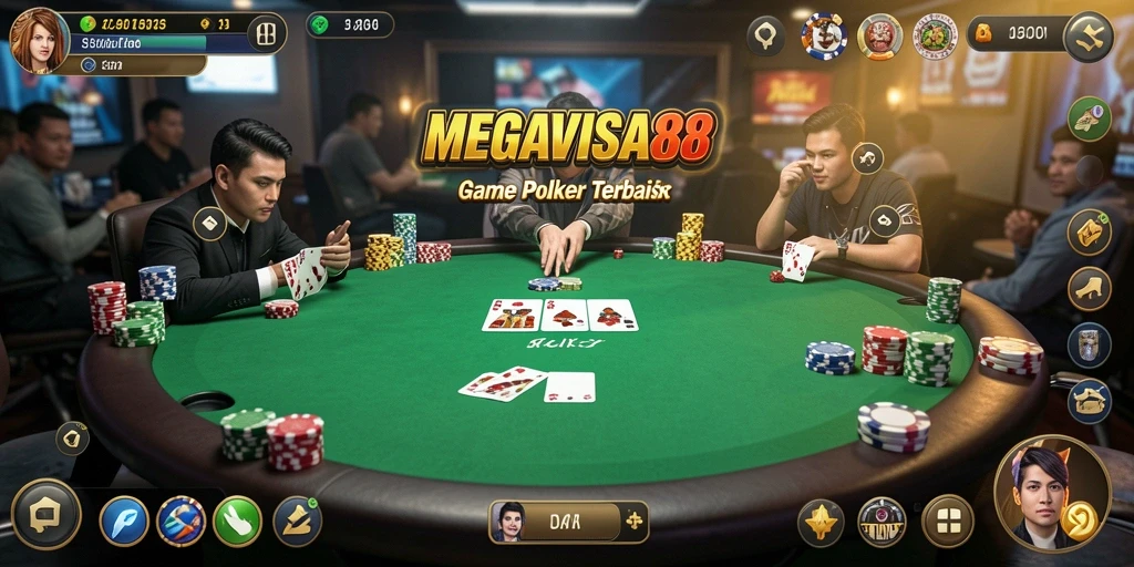 Tangkapan layar MEGAVISA88 menampilkan aksi seru permainan poker.