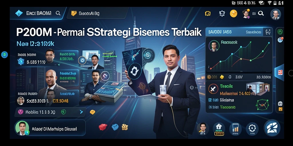 Tampilan gameplay menarik P200M dengan strategi bisnis.