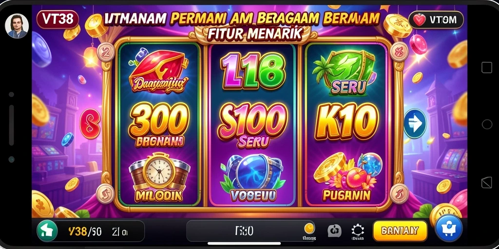 Tampilan gameplay menyerupai kasino nyata dengan fitur slot menarik.