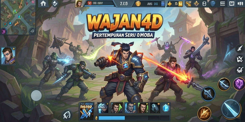 Gameplay menarik WAJAN4D menampilkan strategis pertarungan MOBA.
