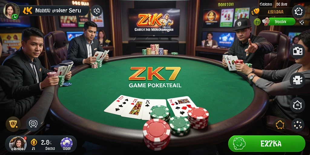 Screenshot menunjukkan permainan Poker seru di ZK7.